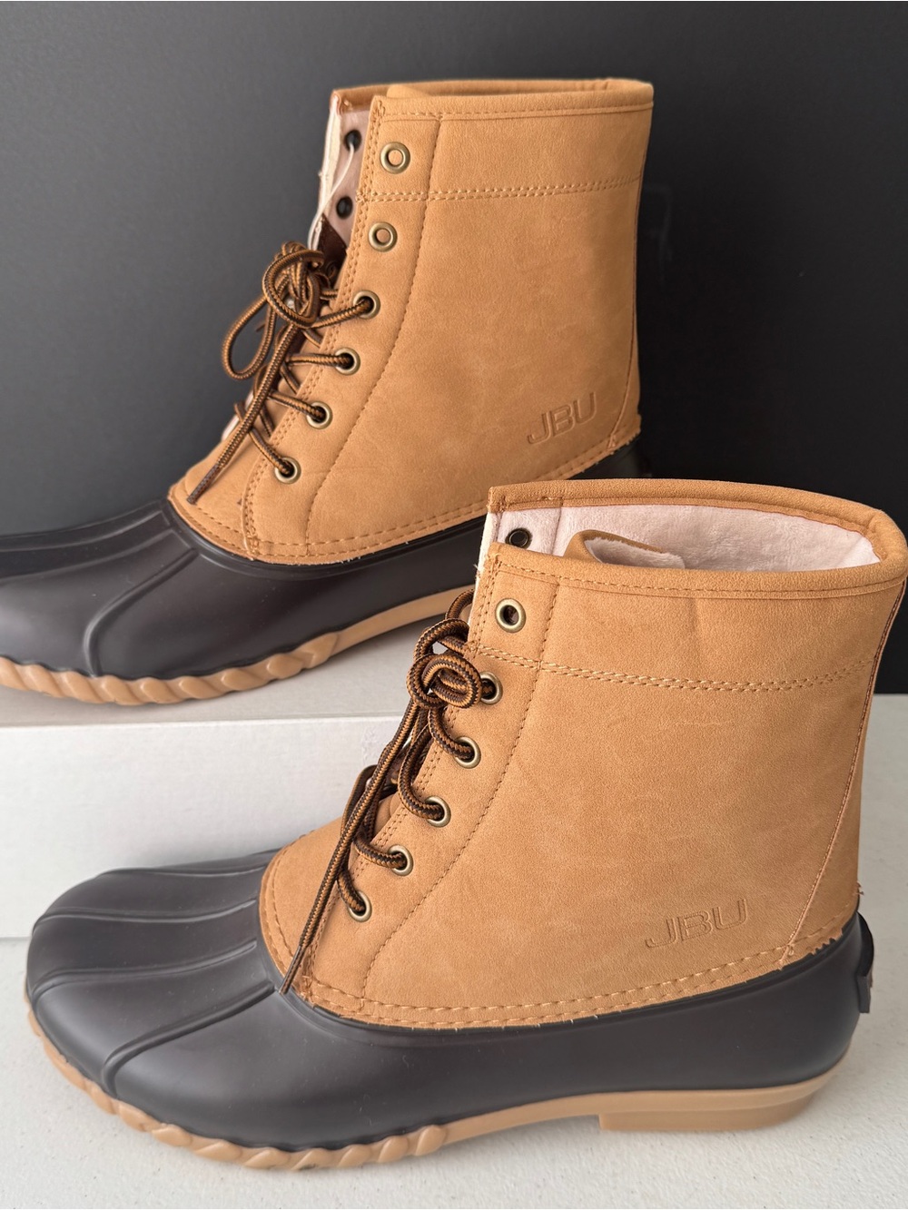 Jbu By Jambu Maine Duck Boot Beige/Dark Brown Water Proof Boots Men’s Size 13M